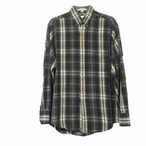 Vintage Geoffrey Beene Plaid Button up Fleece Shirt Purple Black Men's 14 1/2